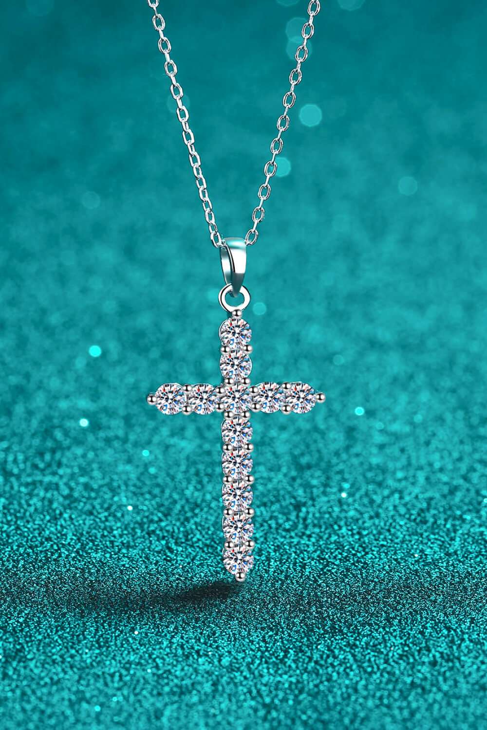 Silver Cross Moissanite Necklace