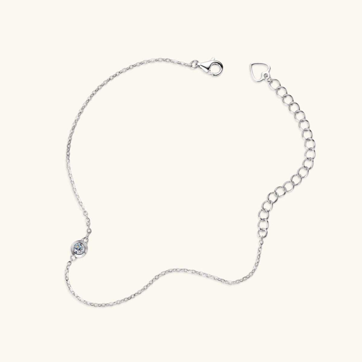 Inlaid Moissanite Silver Bracelet